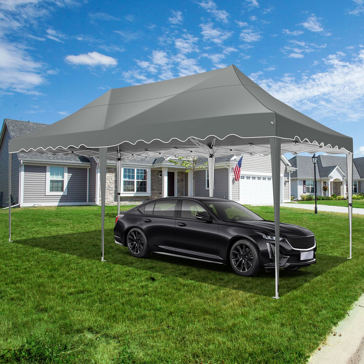 10'x 20' Pop up Canopy Tent, Commercial Heavy Duty Canopy Portable Shelter for Patio Picnic Gazebo Party Wedding, Gray