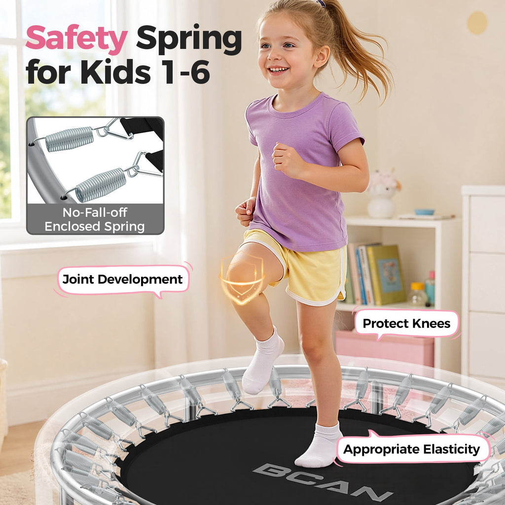 SP1 Spring Trampoline, 36" ASTM Certified Toddler Trampoline with Handle for Kids Ages 1-6, Black