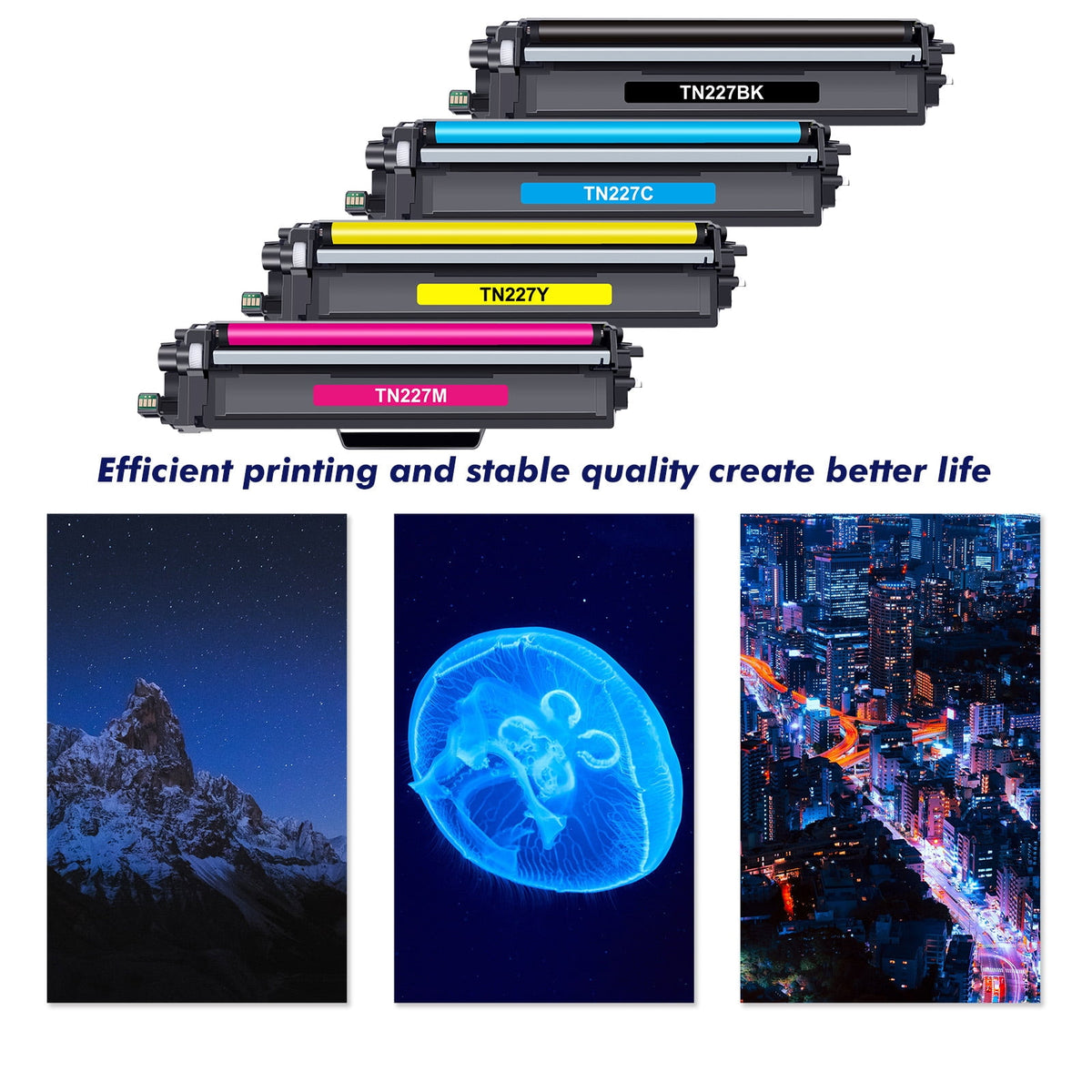 TN227 Toner Cartridge Compatible for Brother TN-227 TN223 TN227BK for MFC-L3770CDW HL-L3230CDW HL-L3270CDW HL-L3210CW HL-L3290CDW MFC-L3750CDW Printer (5-Pack With Chip)