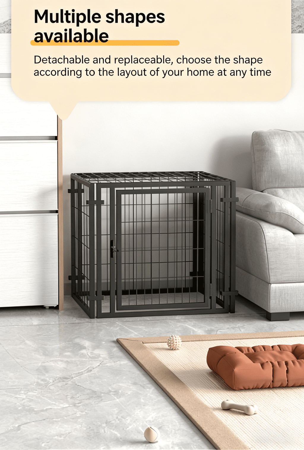 Dog Cage 48" Dog Kennel for Medium Dogs & Cat Puppy Dog Playpen with Top Indoor, Black.48"L x 23.6"W x 27.6"H.