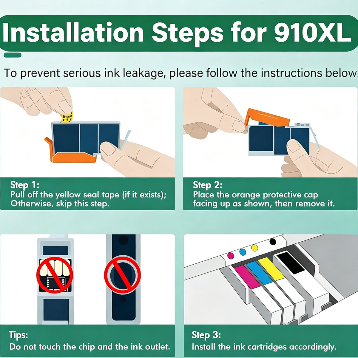 910XL Ink Cartridge Compatible with HP 910XL Ink Cartridges combo pack for OfficeJet Pro 8025 8025e 8020 8020e 8028 8035 8035e Printer (4-Pack)