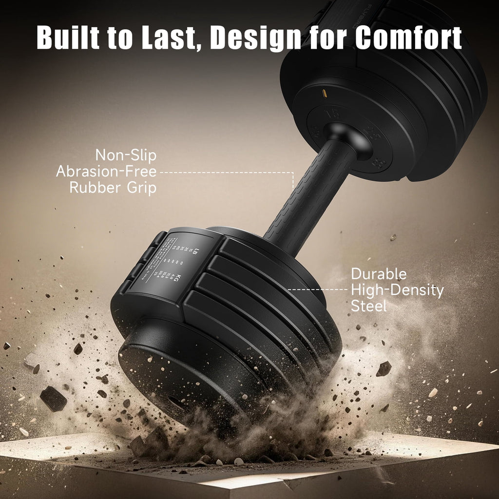 55lb Adjustable Dumbbell,5-in-1 Quick-Select Weights Dumbbell with Non-Slip Handle for Home Gym