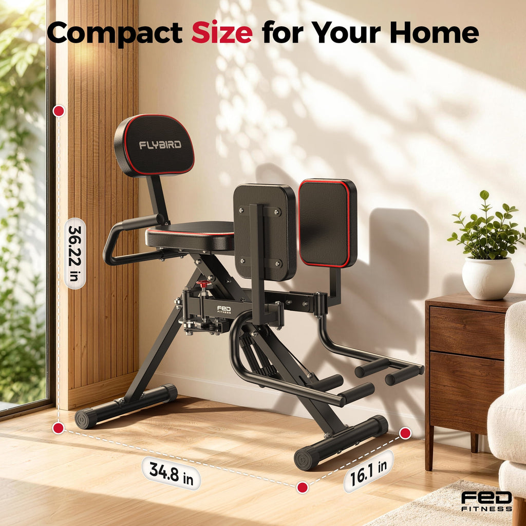 Flybird Series HA1 Hip Abductor Machine & Adductor Machine for Home Gym, Glute & Inner Thigh Trainer with 6 Adjustable Resistance Bands, Dual Foot Bar, Up to 108LBS Resistance