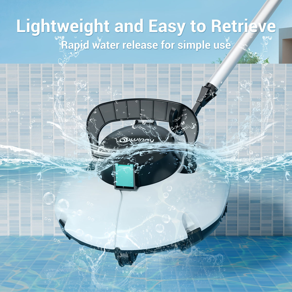 Swimming Pool Robot Vacuum Cleaner, Transparent Design Pool Vacuum with Strong Suction, Suitable for Flat Pools Over 35 Feet, Powerful And Durable