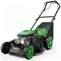 21 Inch Self-Propelled Gas Lawn Mower, 4-Stroke Engine Lawn Mower with Grass Collection Bag, 7-Position Height Adjustment, Green Hand Push Lawn Cutter for Yard & Garden Lawn Care