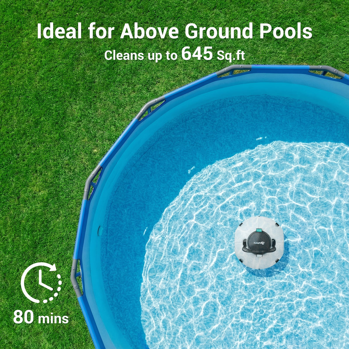 Swimming Pool Robot Vacuum Cleaner, Transparent Design Pool Vacuum with Strong Suction, Suitable for Flat Pools Over 35 Feet, Powerful And Durable