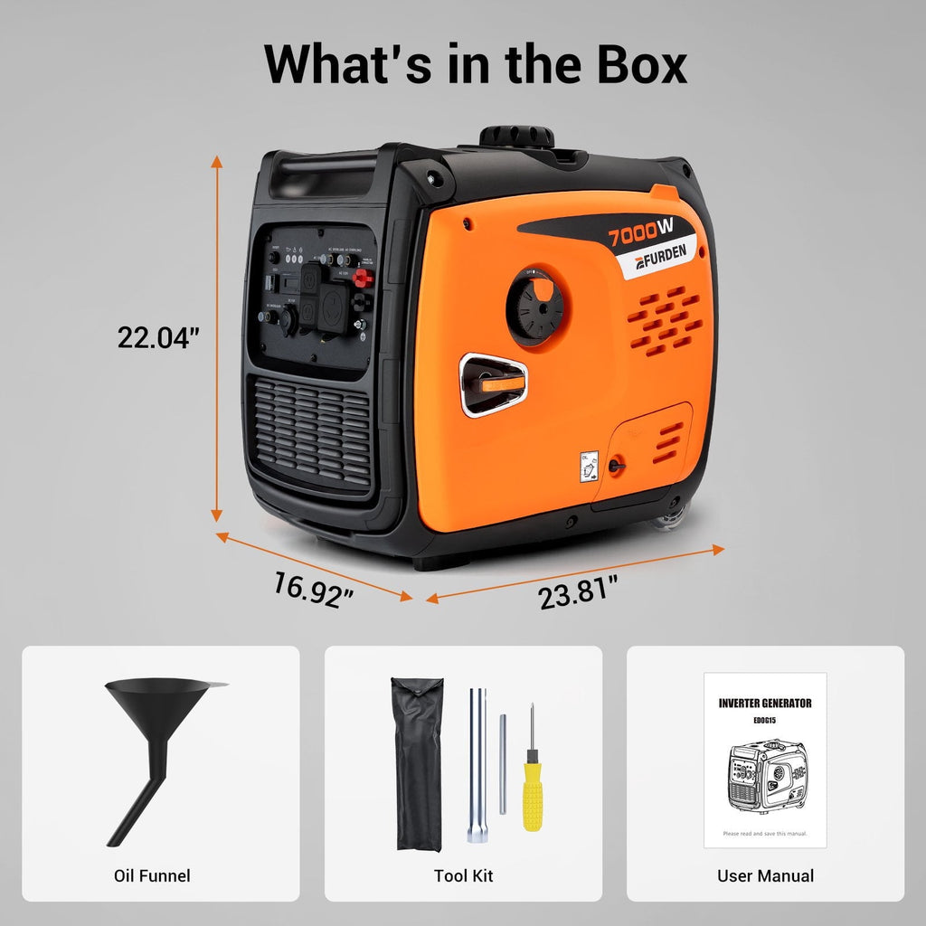 7000W Quiet Inverter Generator, Gas Powered Generator for Home Backup and Outdoor Camping, 30A RV Ready, Portable with Wheels