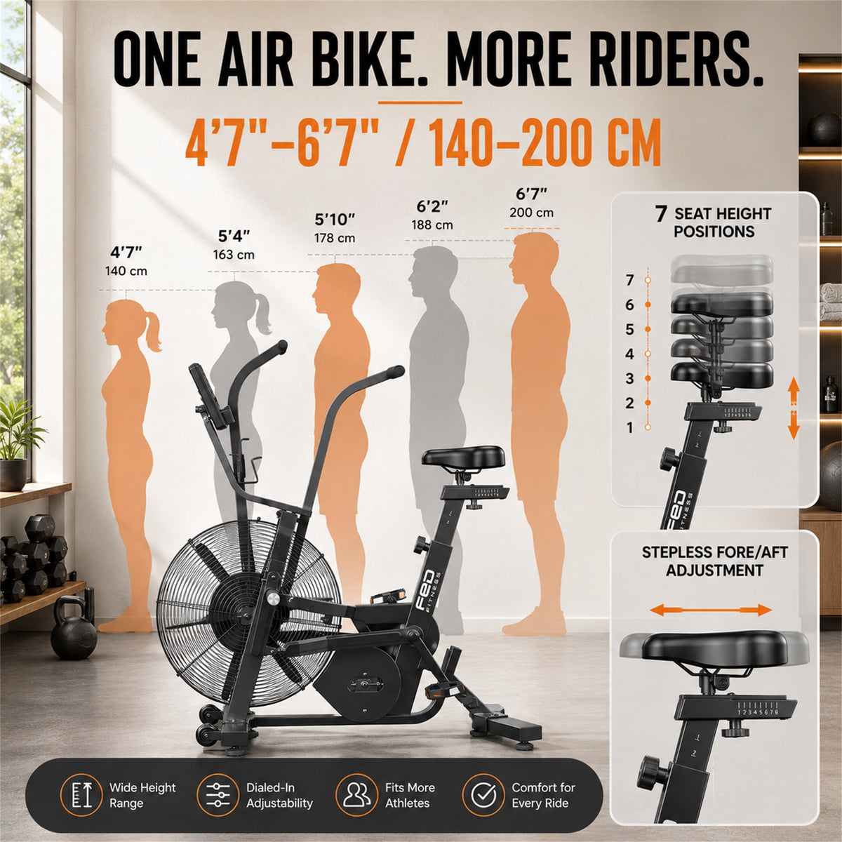 EB9 Air Bike, 21.5" Fan Exercise Bike with Bluetooth for Home Gym