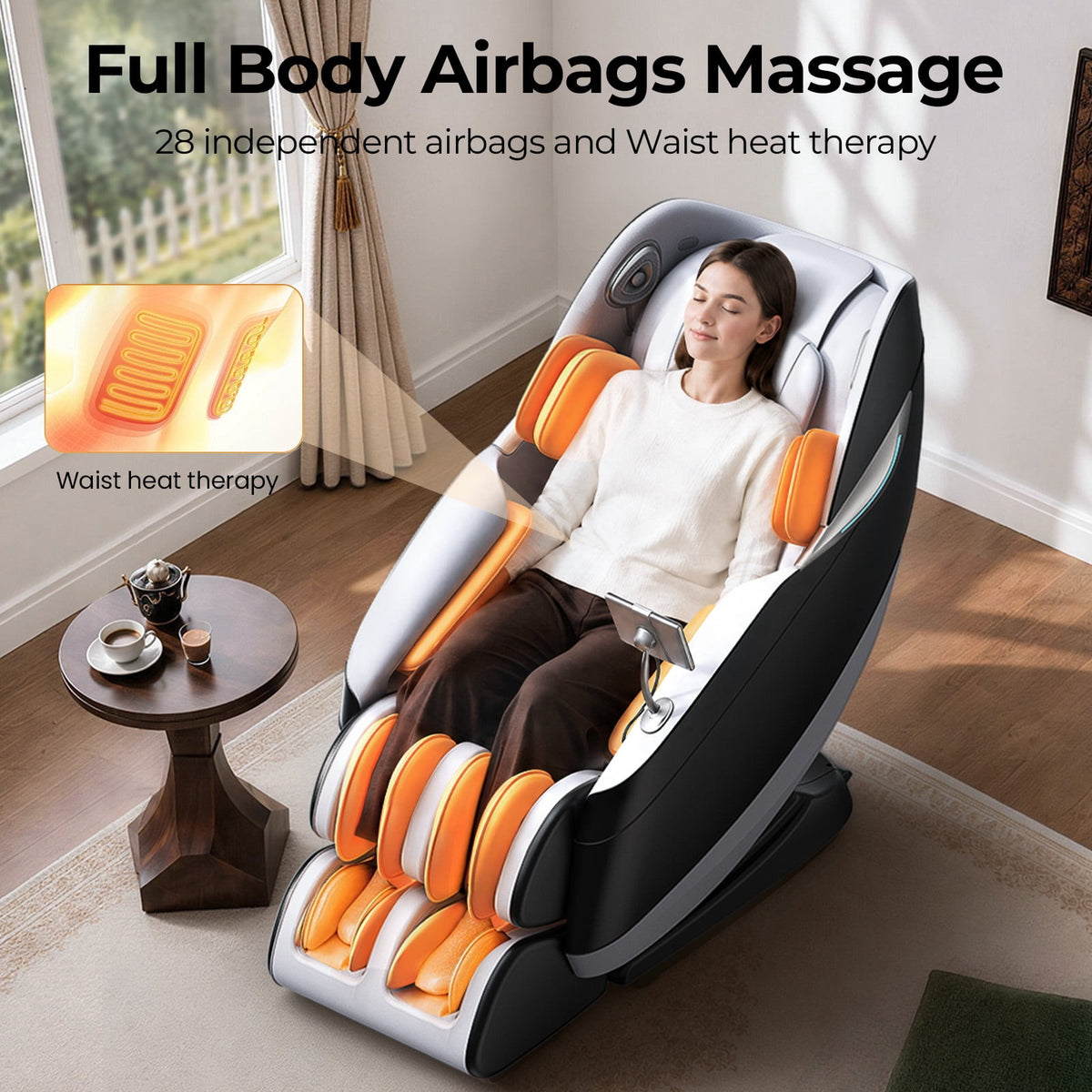 4D Massage Chair with APP Control,55" SL Track,3 Zero Gravity Modes,Leather