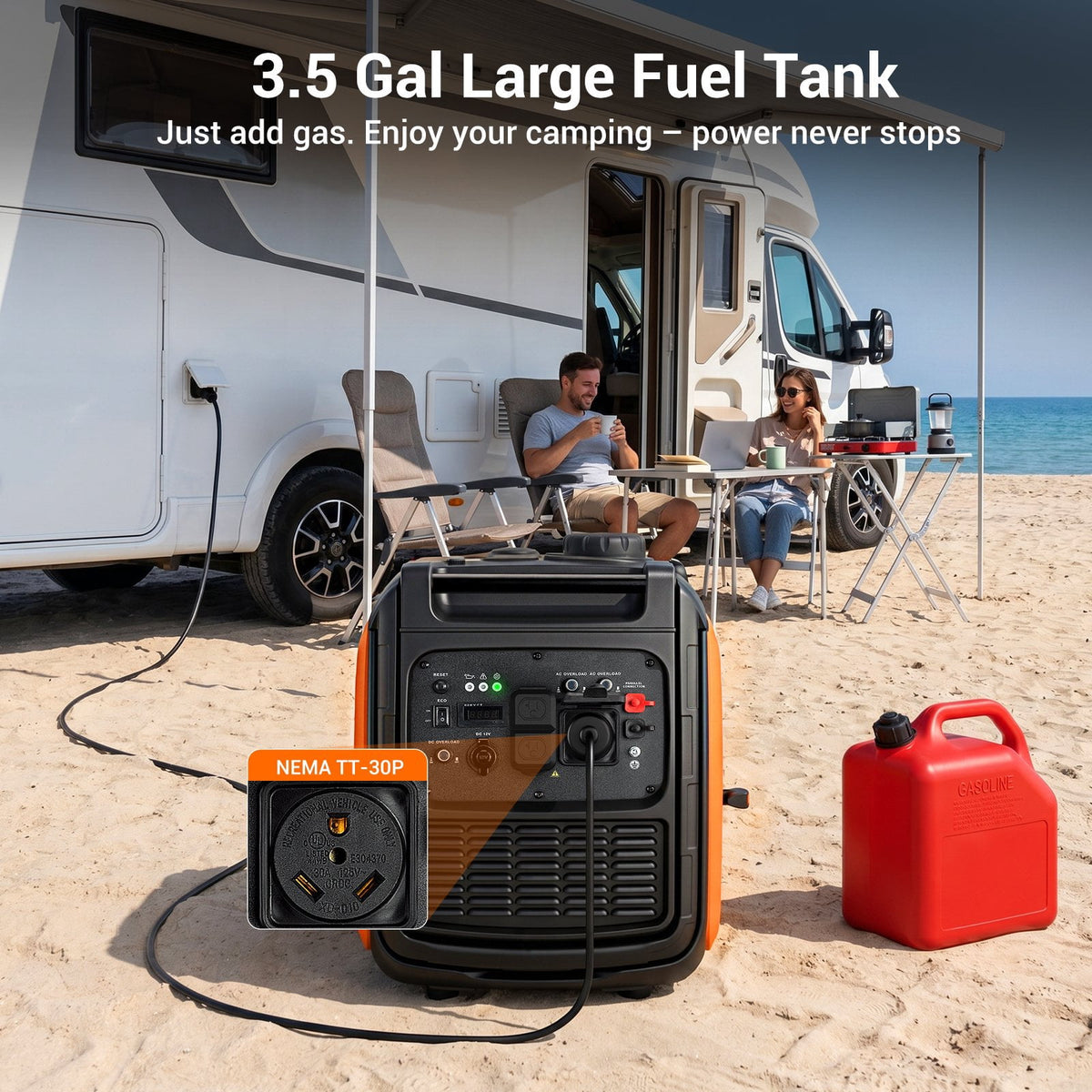 7000W Quiet Inverter Generator, Gas Powered Generator for Home Backup and Outdoor Camping, 30A RV Ready, Portable with Wheels
