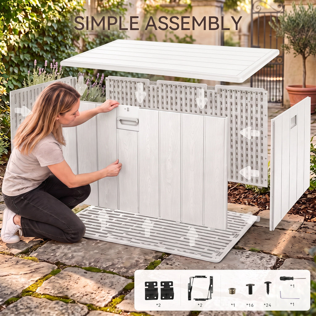 Winice 150 Gallon Outdoor Patio Box Deck Polyethylene Storage Box Backyard,Waterproof Deck Box, White
