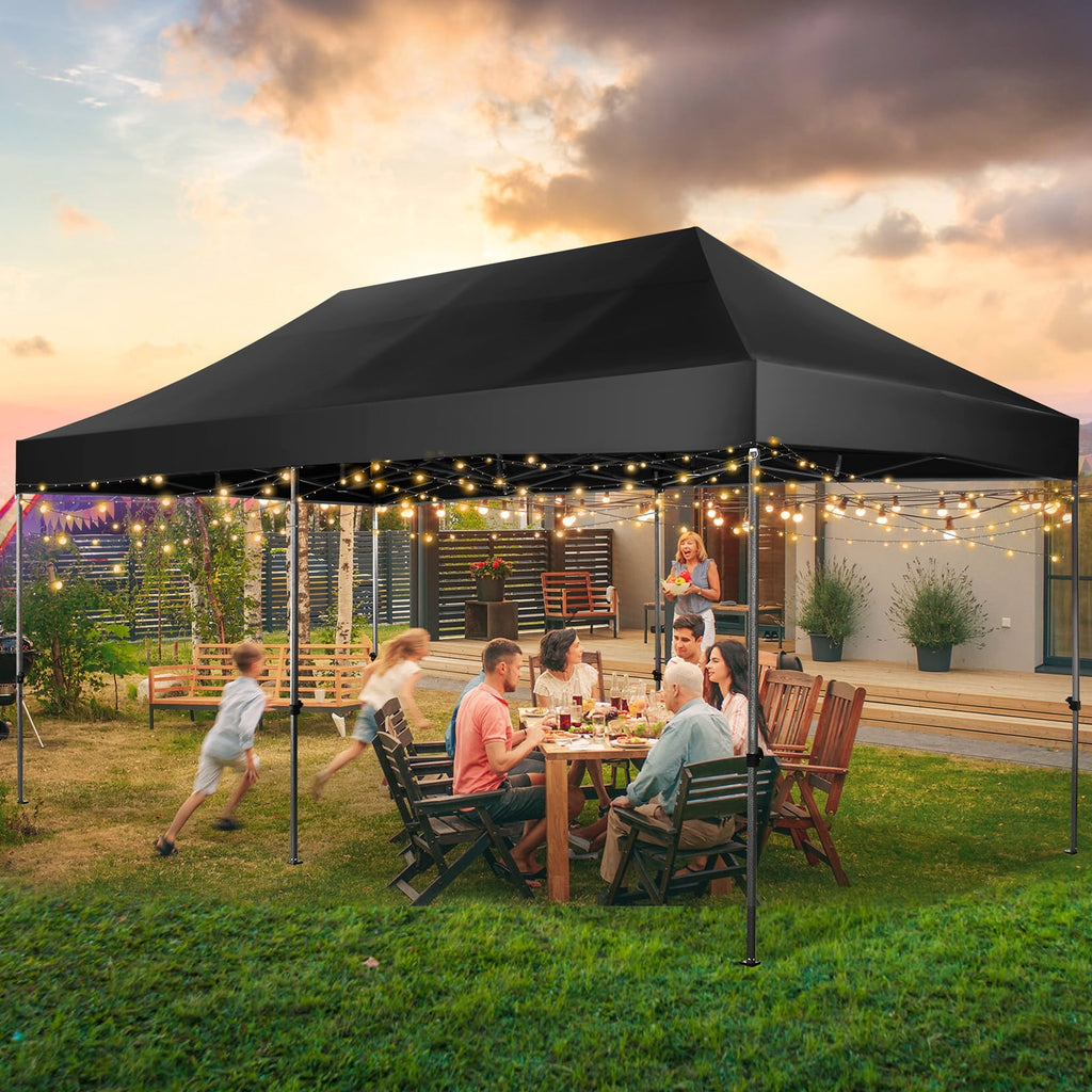 10x20 FT EZ Pop Up Canopy Anti-UV Waterproof Outdoor Tent Portable Party Commercial Instant Canopy Shelter Height Adjustable Tent Gazebo with 6 Removable Sidewalls, 4 Sandbags, Roller Bag