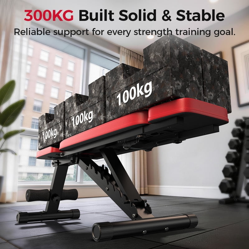 Adjustable Weight Bench with Headrest，Dual-Support Workout Bench with 10 Backrests and 660LBS Weight Capacity
