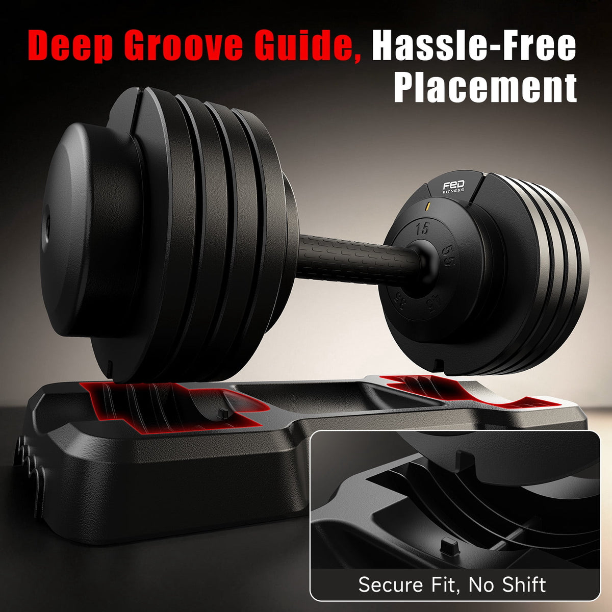 55lb Adjustable Dumbbell,5-in-1 Quick-Select Weights Dumbbell with Non-Slip Handle for Home Gym
