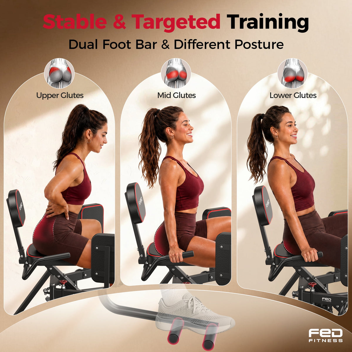 Flybird Series HA1 Hip Abductor Machine & Adductor Machine for Home Gym, Glute & Inner Thigh Trainer with 6 Adjustable Resistance Bands, Dual Foot Bar, Up to 108LBS Resistance