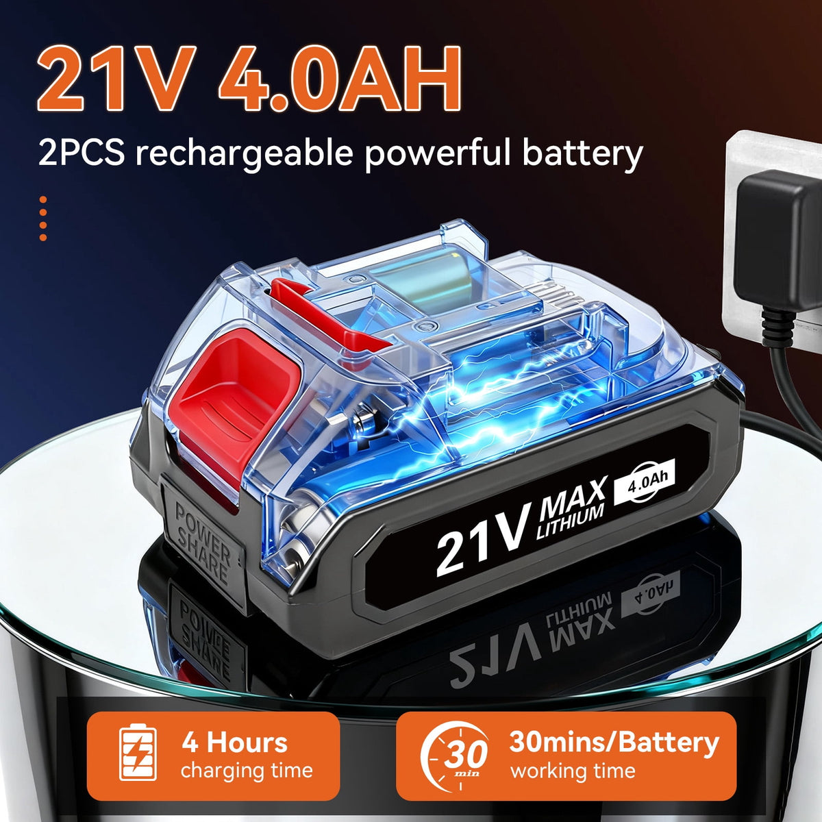 Cordless Pressure Washer, 500PSI Electric Power Washer, Portable Power Washer with 6-in-1 Adjustable Nozzle, Power Cleaner with 16.4ft Hose for Cars/Patios