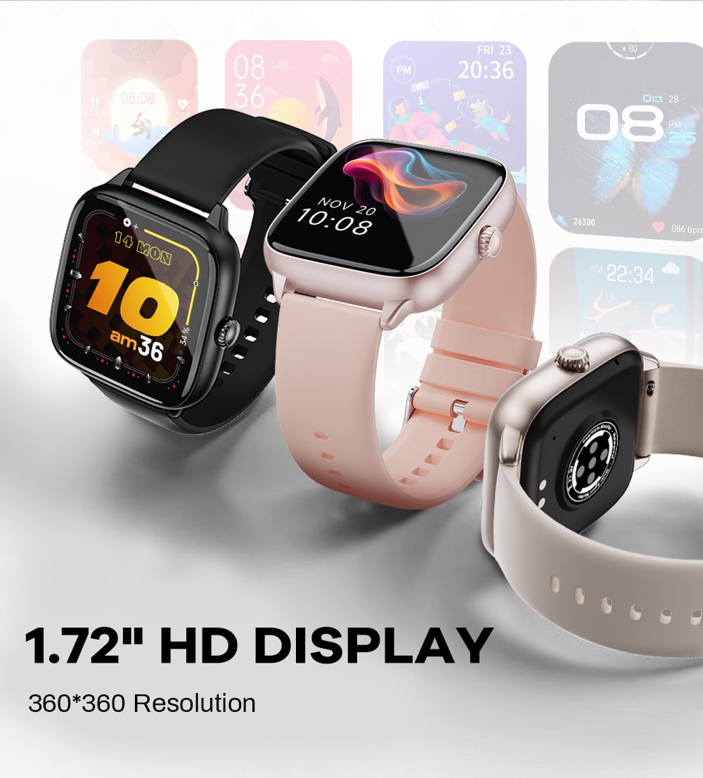 STA Smart Watch,IP68 Waterproof Smartwatch for Women Men 180+ Sports Modes,1.72-inch Fitness Tracker with Bluetooth Call(Answer/Make Calls) STA Smartwatch Compatible with Android and iPhone (Black)