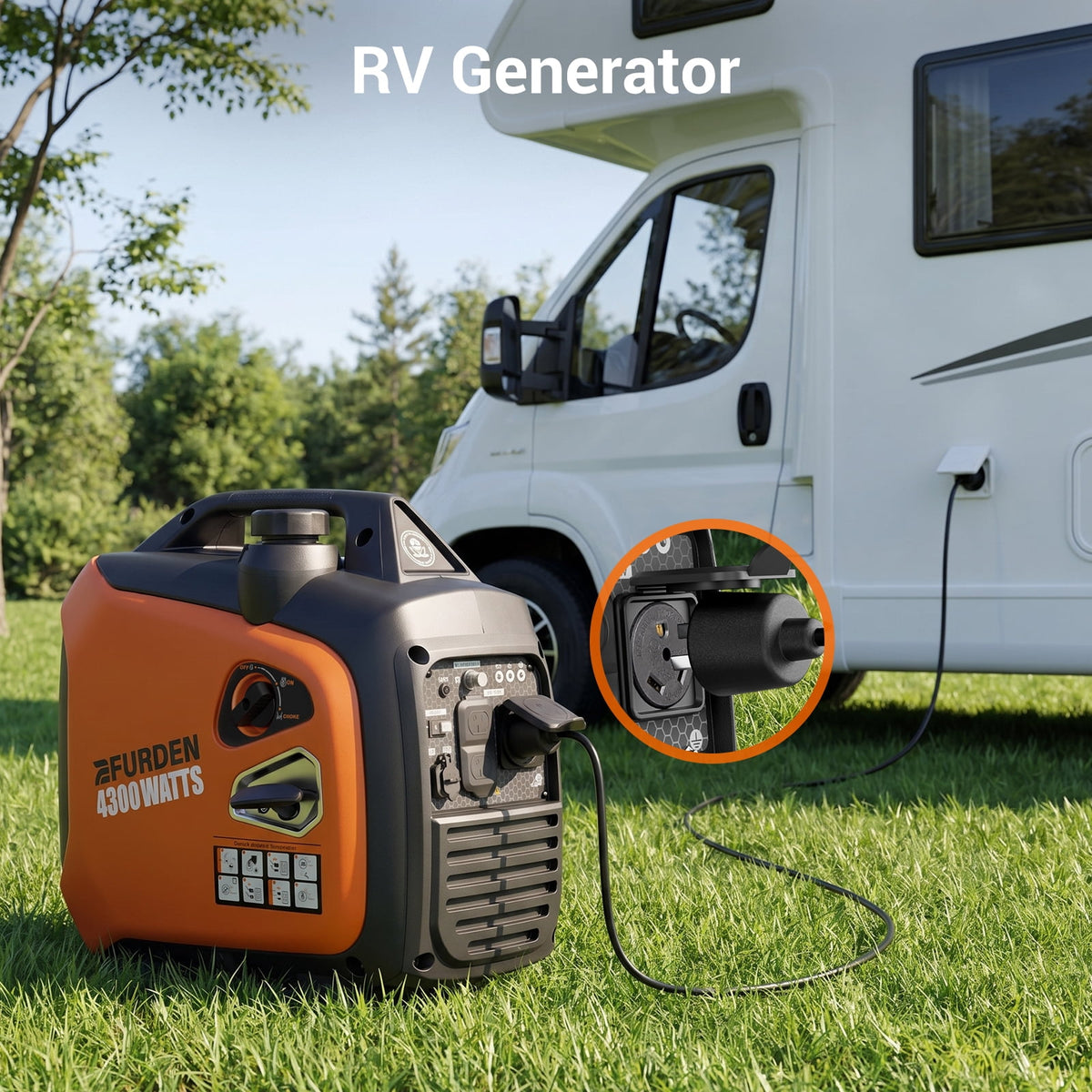 4300W Portable Inverter Generator, Gas Generator for Outdoor Camping and Home Backup Use, Super Quiet Low Oil Shutdown, ECO Mode