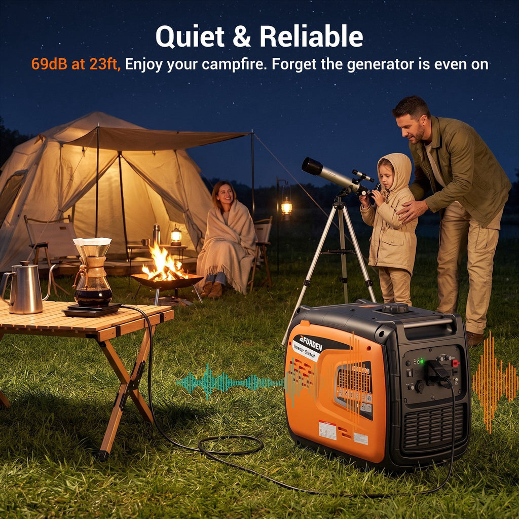 7000W Quiet Inverter Generator, Gas Powered Generator for Home Backup and Outdoor Camping, 30A RV Ready, Portable with Wheels