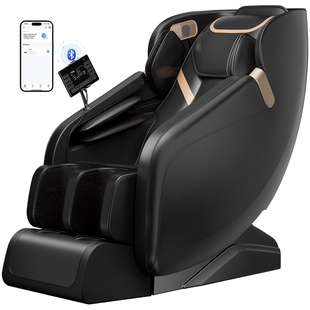 4D Massage Chair Full Body, Zero Gravity Massage Chair with Heat and Foot Massage with Airbags, Kneading, Bluetooth, LCD Touch Control - Brown