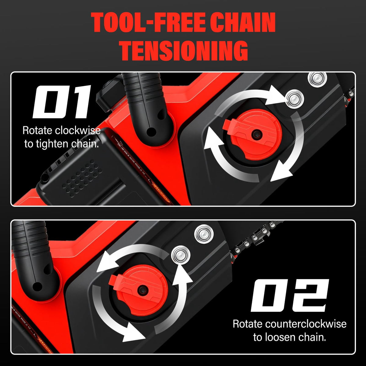 BAOKALER 16 inch Cordless Chainsaw with 42V 2 x 3.0Ah Batteries, 3 Chains and Dual Chargers for Tree Trimming & Wood Cutting