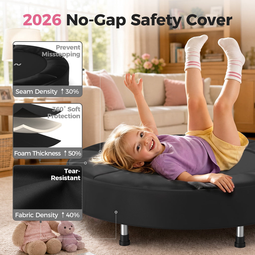 SP1 Spring Trampoline, 36" ASTM Certified Toddler Trampoline with Handle for Kids Ages 1-6, Black