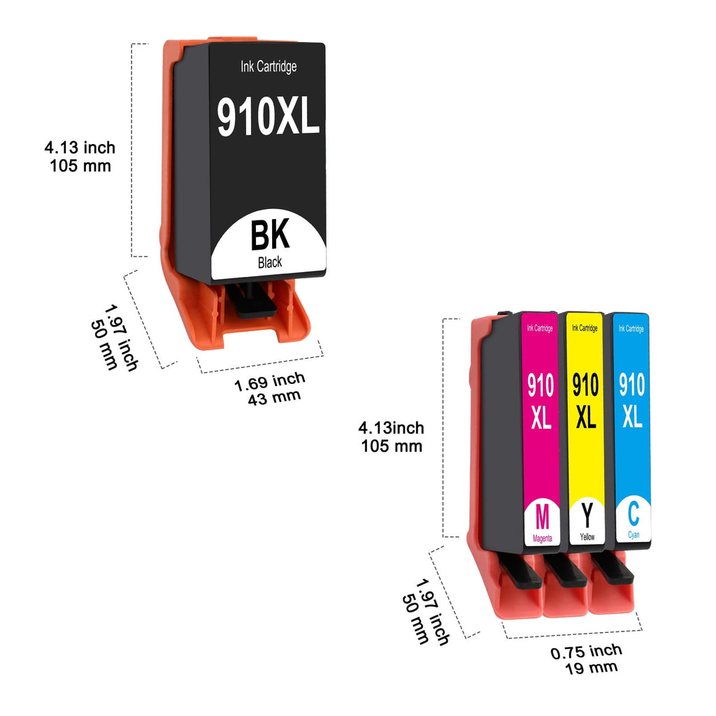 910XL Ink Cartridge Compatible with HP 910XL Ink Cartridges combo pack for OfficeJet Pro 8025 8025e 8020 8020e 8028 8035 8035e Printer (4-Pack)