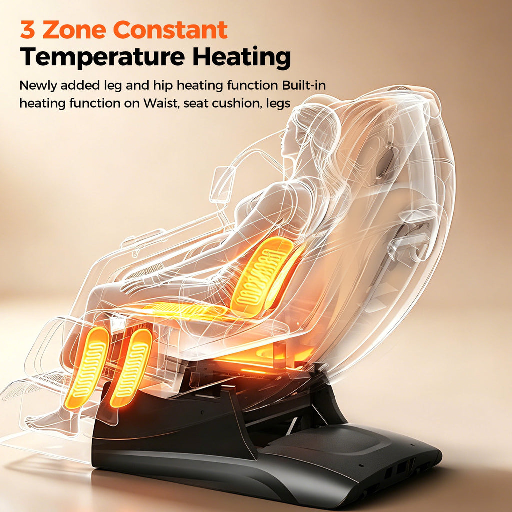 4D Massage Chair Full Body, Zero Gravity Massage Chair with Heat and Foot Massage with Airbags, Kneading, Bluetooth, LCD Touch Control - Brown