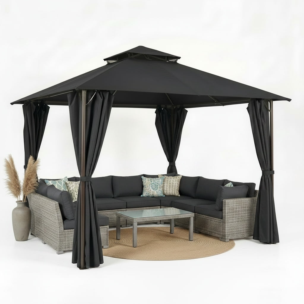 Outdoor Gazebo,10x10 Outdoor Canopy with Removable sidewalls, Shade Tent for Party, Backyard, Patio Lawn & Garden,Black