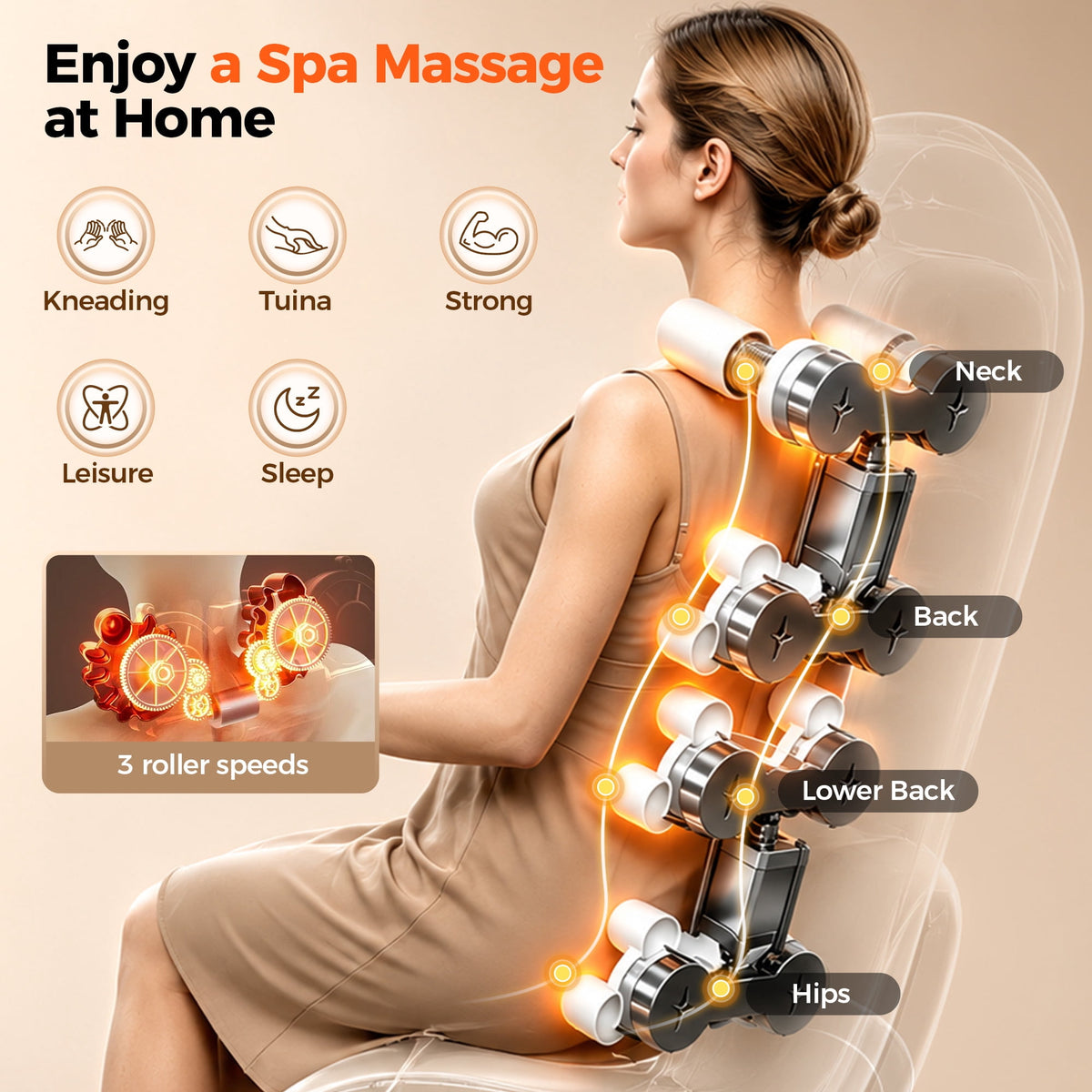 4D Massage Chair Full Body, Zero Gravity Massage Chair with Heat and Foot Massage with Airbags, Kneading, Bluetooth, LCD Touch Control - Brown