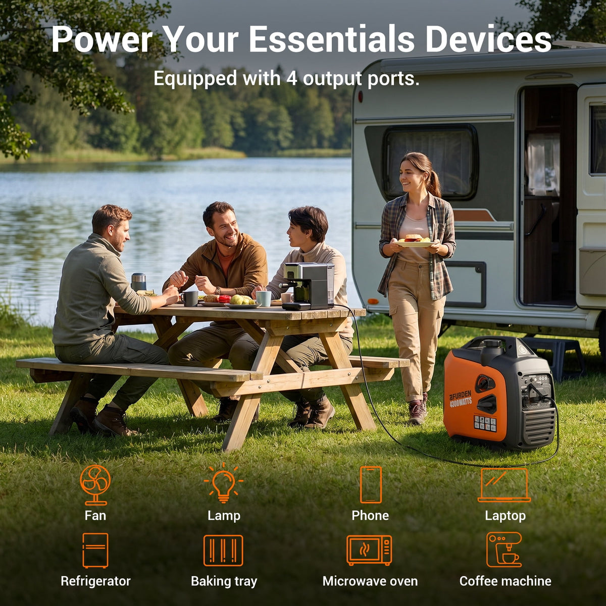 4300W Portable Inverter Generator, Gas Generator for Outdoor Camping and Home Backup Use, Super Quiet Low Oil Shutdown, ECO Mode