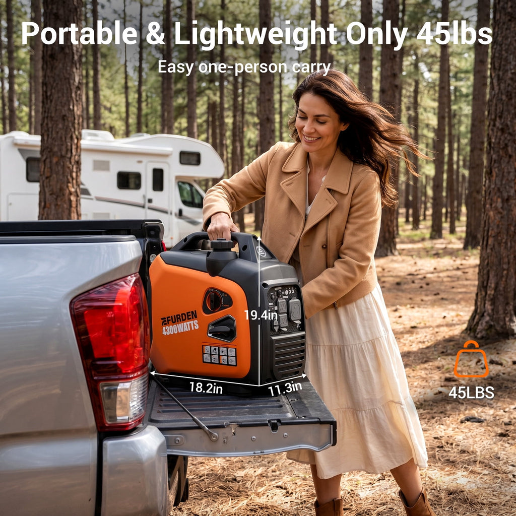 4300W Portable Inverter Generator, Gas Generator for Outdoor Camping and Home Backup Use, Super Quiet Low Oil Shutdown, ECO Mode
