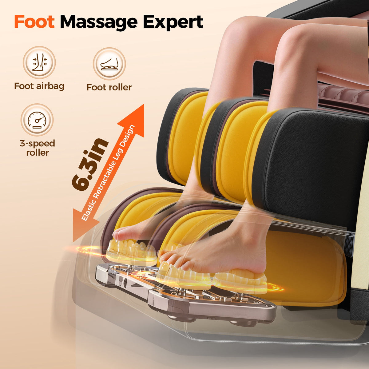 4D Massage Chair Full Body, Zero Gravity Massage Chair with Heat and Foot Massage with Airbags, Kneading, Bluetooth, LCD Touch Control - Brown
