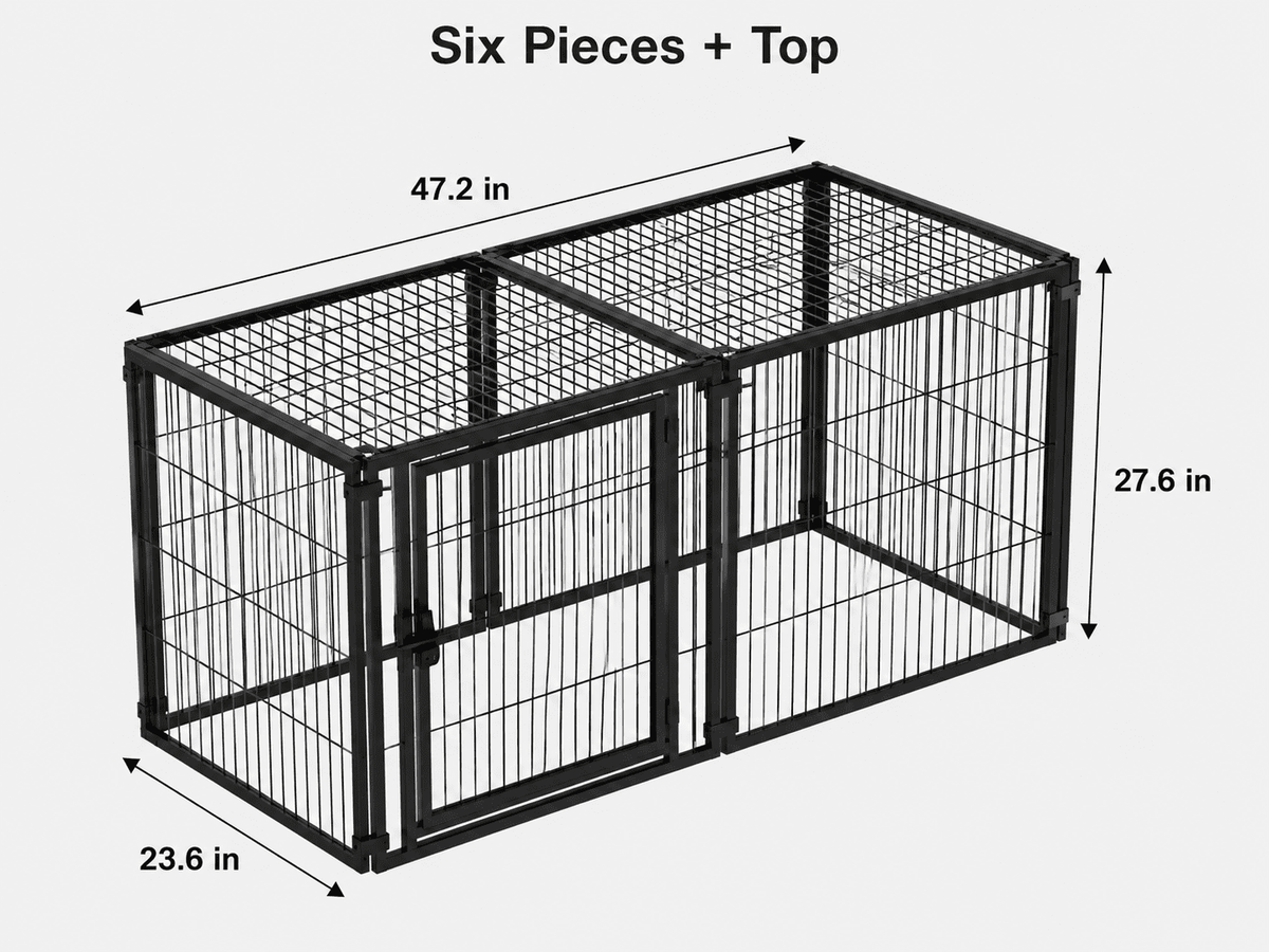 Dog Cage 48" Dog Kennel for Medium Dogs & Cat Puppy Dog Playpen with Top Indoor, Black.48"L x 23.6"W x 27.6"H.