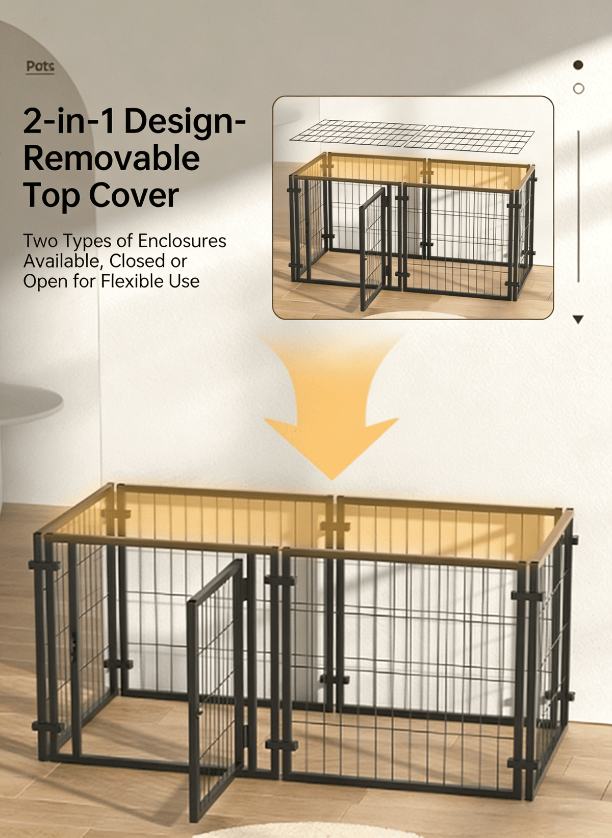 Dog Cage 48" Dog Kennel for Medium Dogs & Cat Puppy Dog Playpen with Top Indoor, Black.48"L x 23.6"W x 27.6"H.
