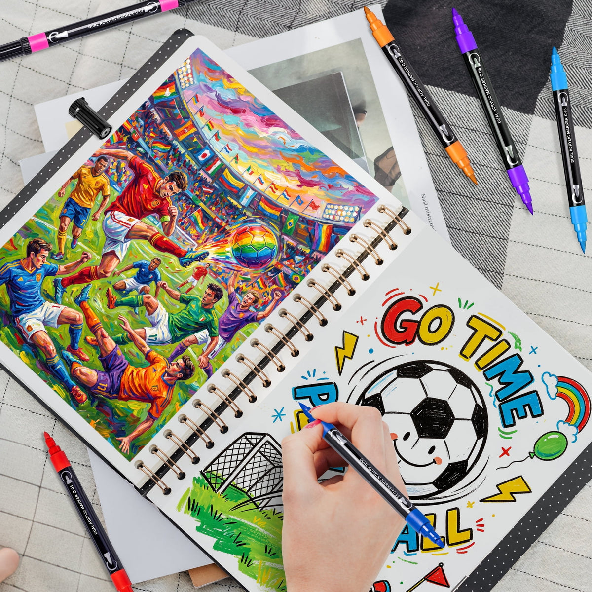 24 Colors Acrylic Paint Pens, Dual Tip Waterproof Markers, Quick Dry High Pigment Paint Pens for Rock Painting Wood Canvas Ceramic Glass DIY Art Crafts