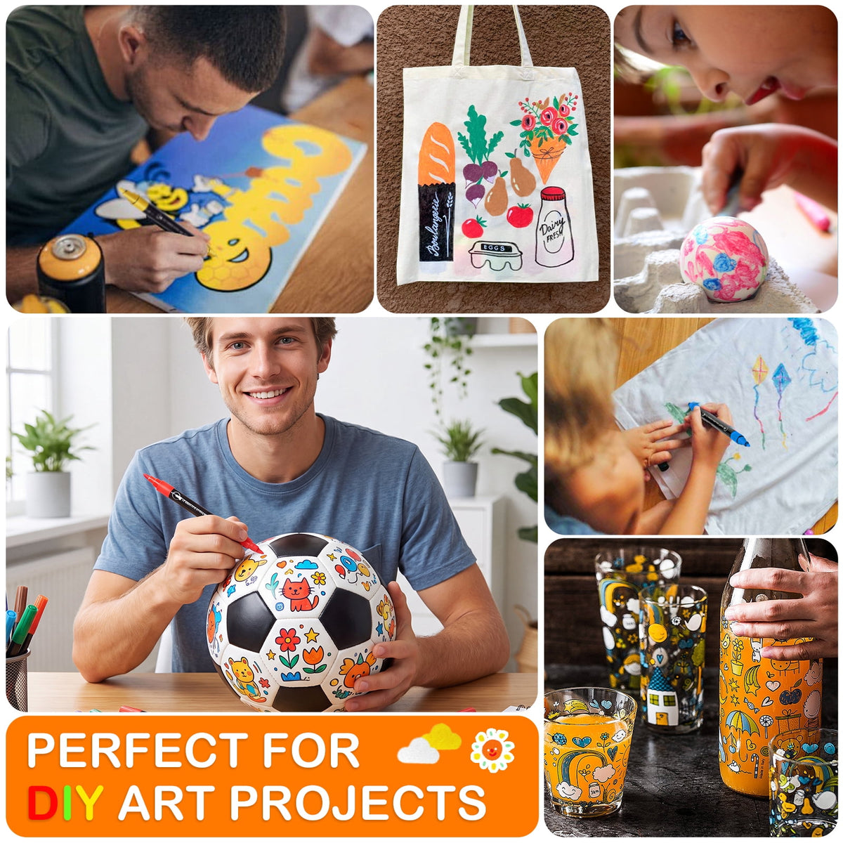 24 Colors Acrylic Paint Pens, Dual Tip Waterproof Markers, Quick Dry High Pigment Paint Pens for Rock Painting Wood Canvas Ceramic Glass DIY Art Crafts