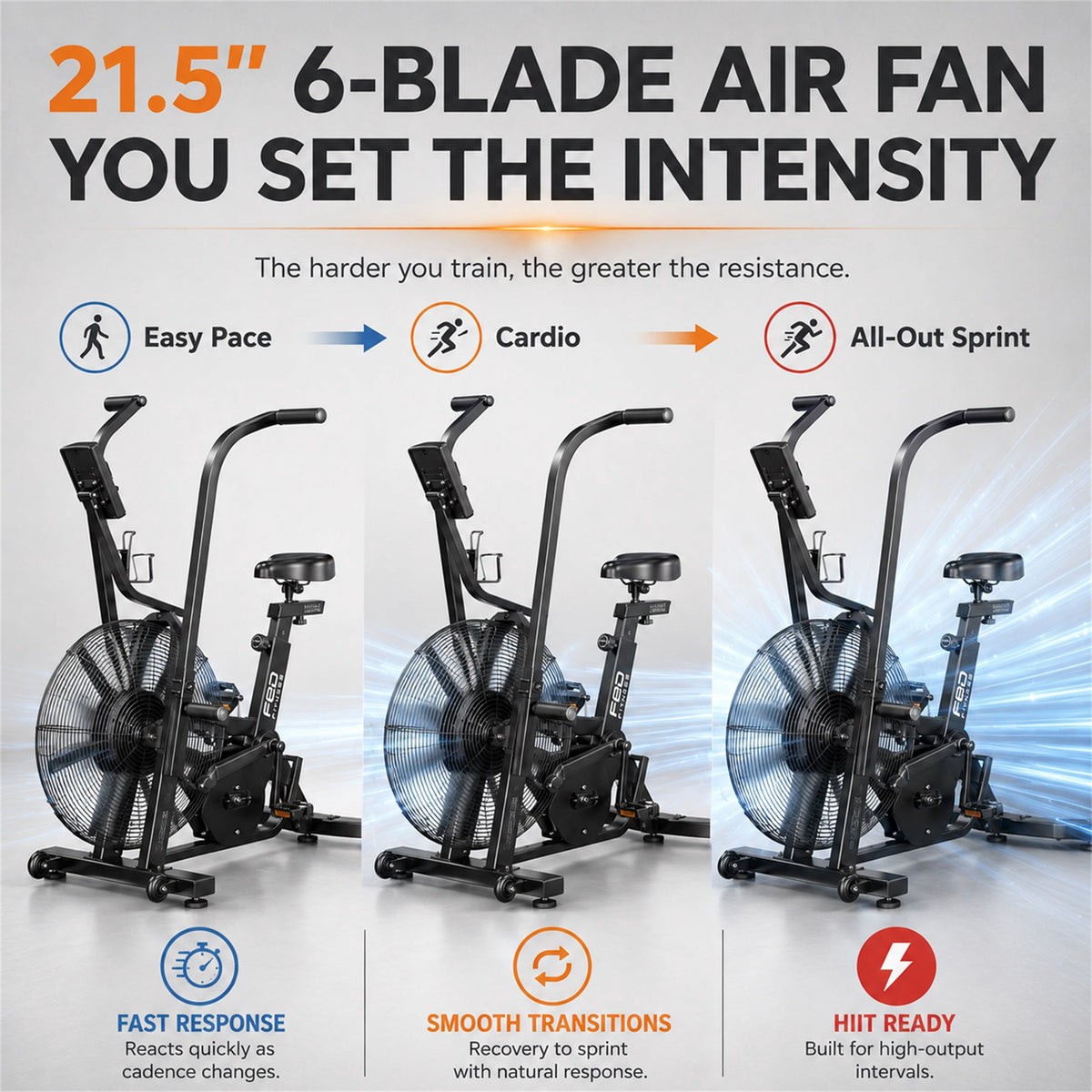 EB9 Air Bike, 21.5" Fan Exercise Bike with Bluetooth for Home Gym