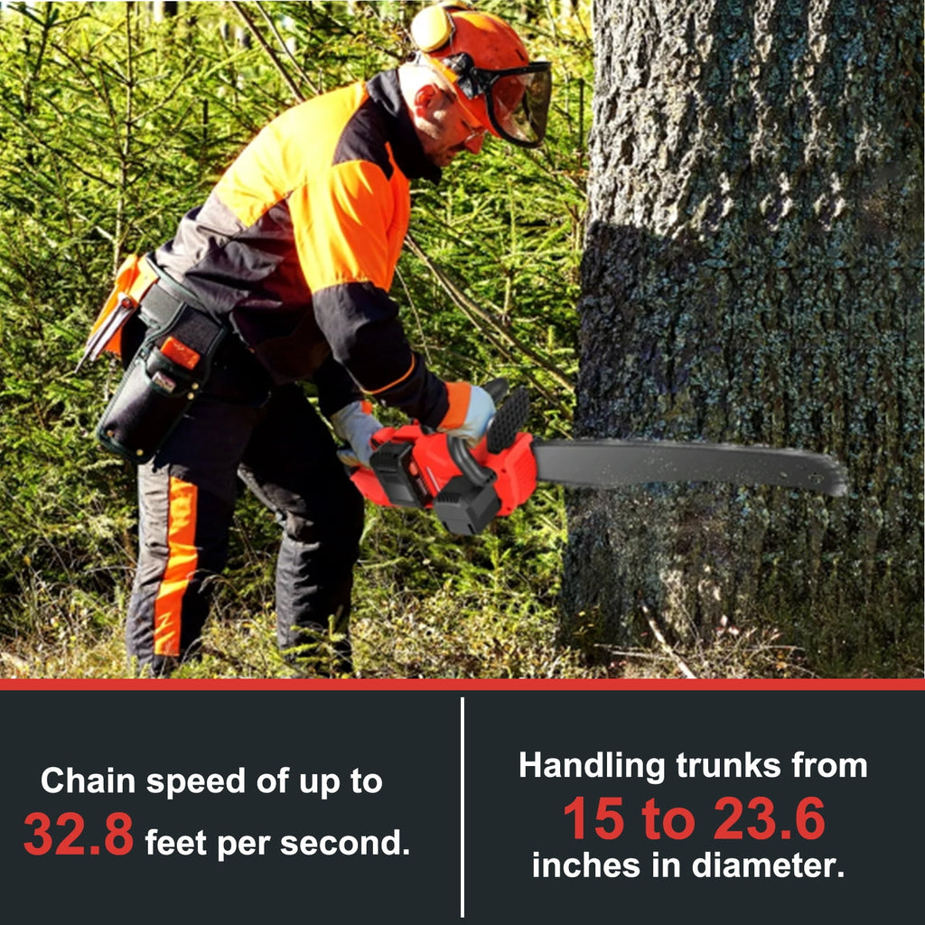 BAOKALER 16 inch Cordless Chainsaw with 42V 2 x 3.0Ah Batteries, 3 Chains and Dual Chargers for Tree Trimming & Wood Cutting