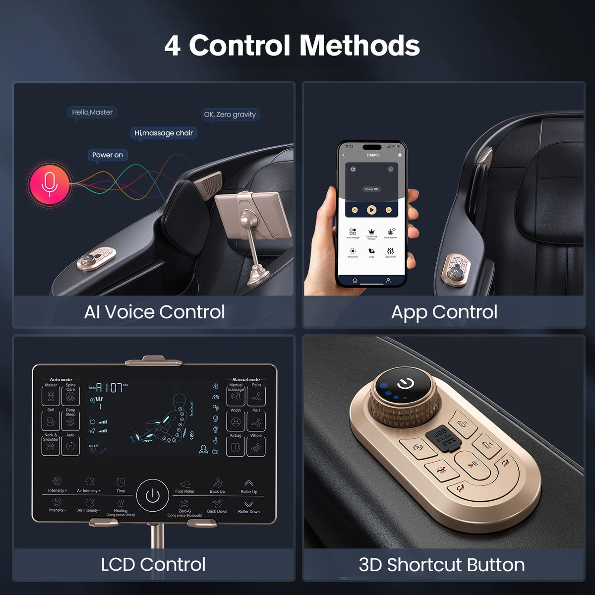 4D SL Track Massage Chair with 3 Zero Gravity Modes, APP Control,Leather
