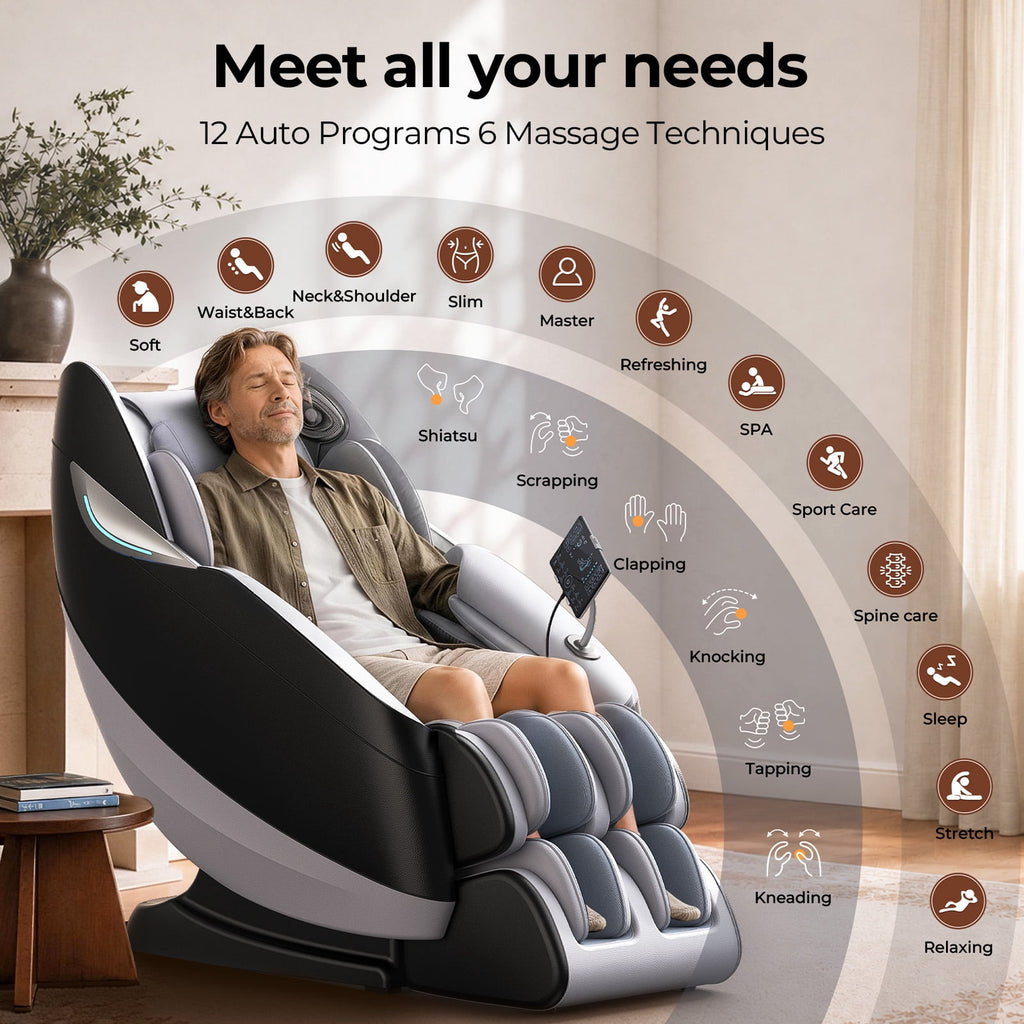 4D Massage Chair with APP Control,55" SL Track,3 Zero Gravity Modes,Leather