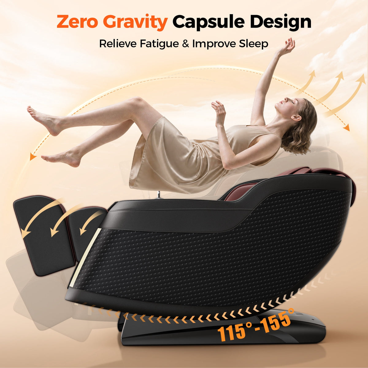 4D Massage Chair Full Body, Zero Gravity Massage Chair with Heat and Foot Massage with Airbags, Kneading, Bluetooth, LCD Touch Control - Brown