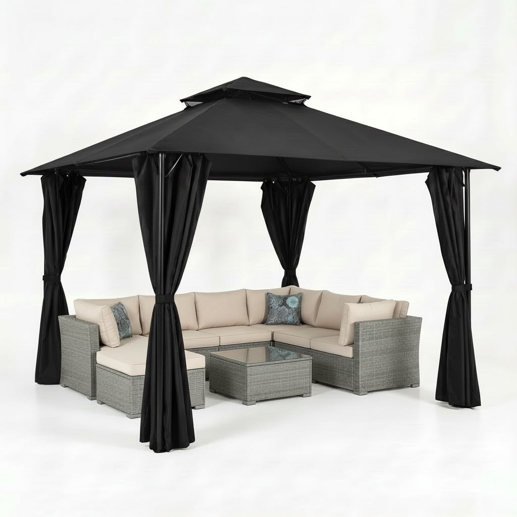 Outdoor Gazebo,10x10 Outdoor Canopy with Removable sidewalls, Shade Tent for Party, Backyard, Patio Lawn & Garden,Black