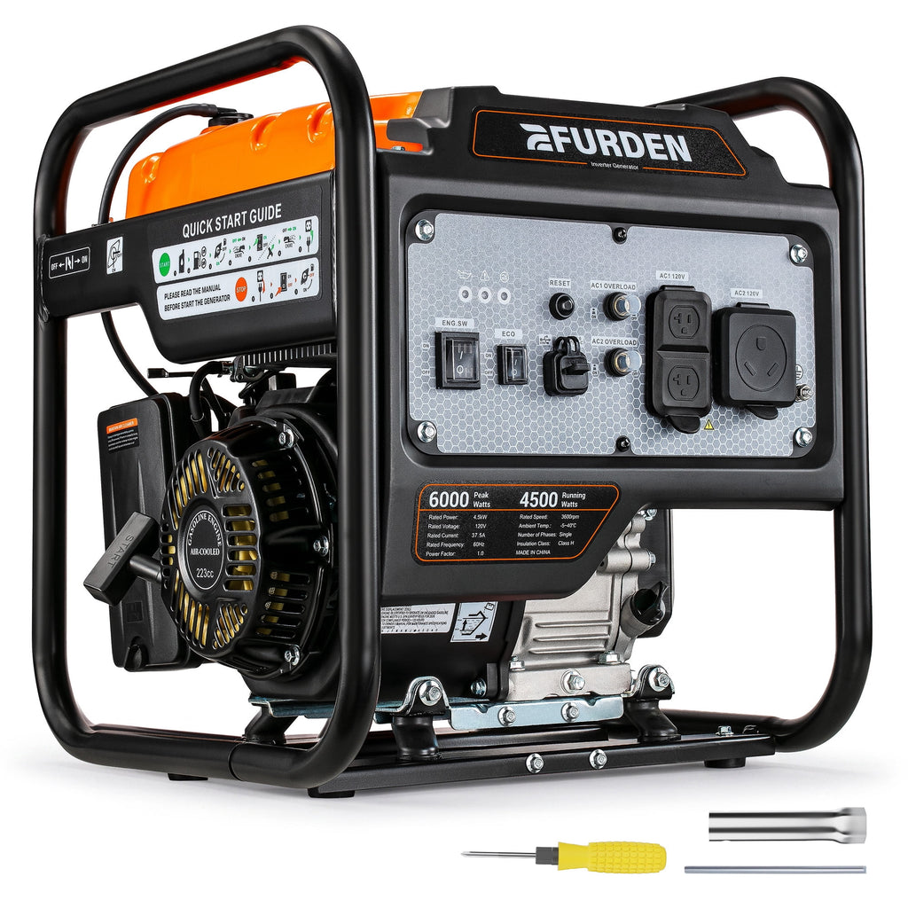 6000W Portable Inverter Generator, Open Frame Generator Gas Powered for Home Backup and Camping, ECO Mode, RV Ready, Low Noise