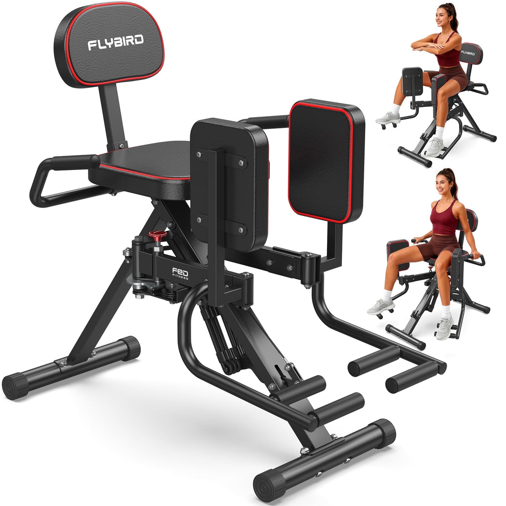 Flybird Series HA1 Hip Abductor Machine & Adductor Machine for Home Gym, Glute & Inner Thigh Trainer with 6 Adjustable Resistance Bands, Dual Foot Bar, Up to 108LBS Resistance