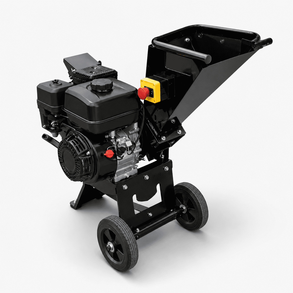 Gas Powered Wood Chipper Shredder, Heavy Duty Outdoor Branch Mulcher with Large Hopper, Portable Yard Waste Chipper for Tree Trimming, Garden and Backyard Cleanup