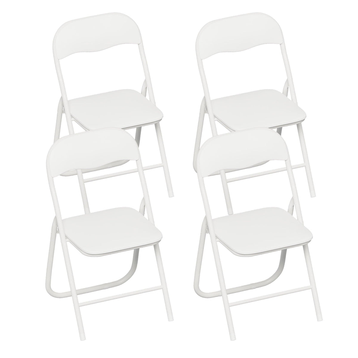 Gelloan 4 Pack Folding Chairs, Leather Padded Seat with Metal Frame Home Office Party Use,White