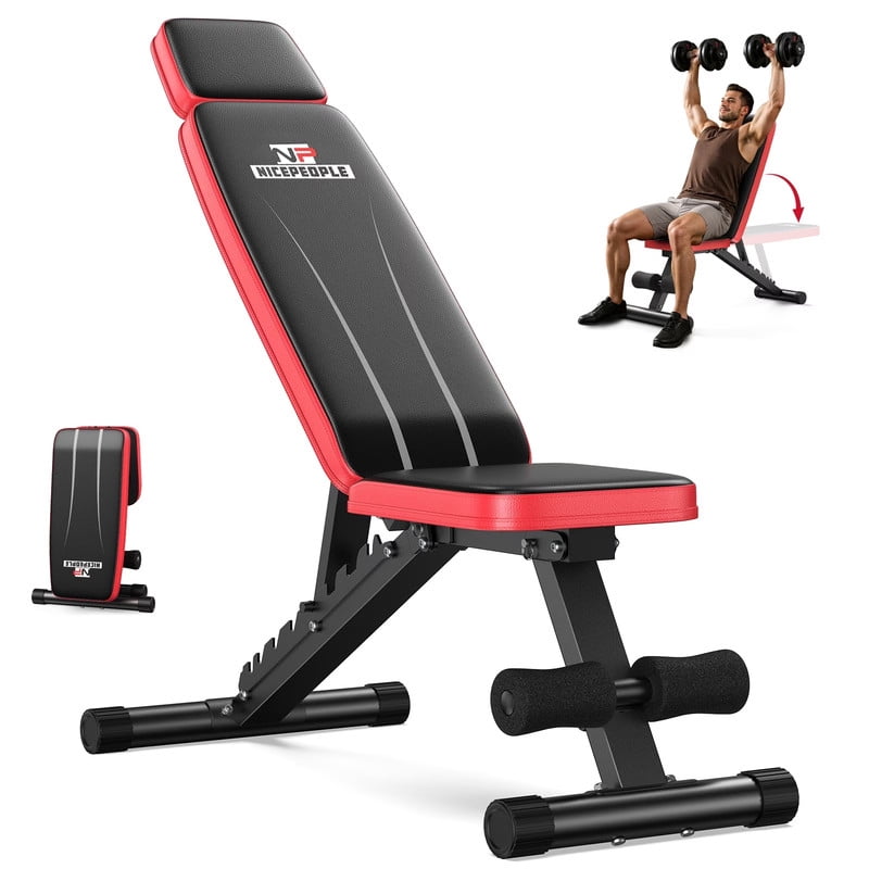 Adjustable Weight Bench with Headrest，Dual-Support Workout Bench with 10 Backrests and 660LBS Weight Capacity