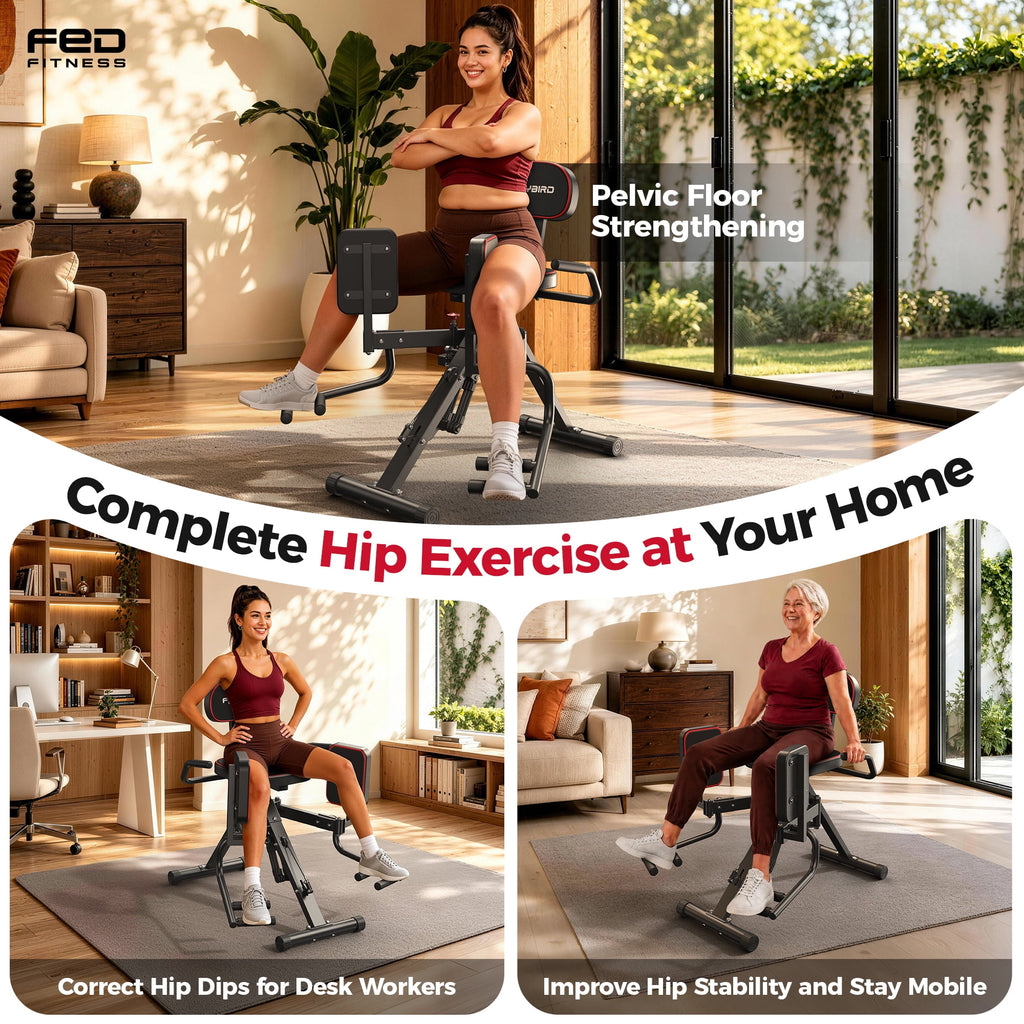 Flybird Series HA1 Hip Abductor Machine & Adductor Machine for Home Gym, Glute & Inner Thigh Trainer with 6 Adjustable Resistance Bands, Dual Foot Bar, Up to 108LBS Resistance