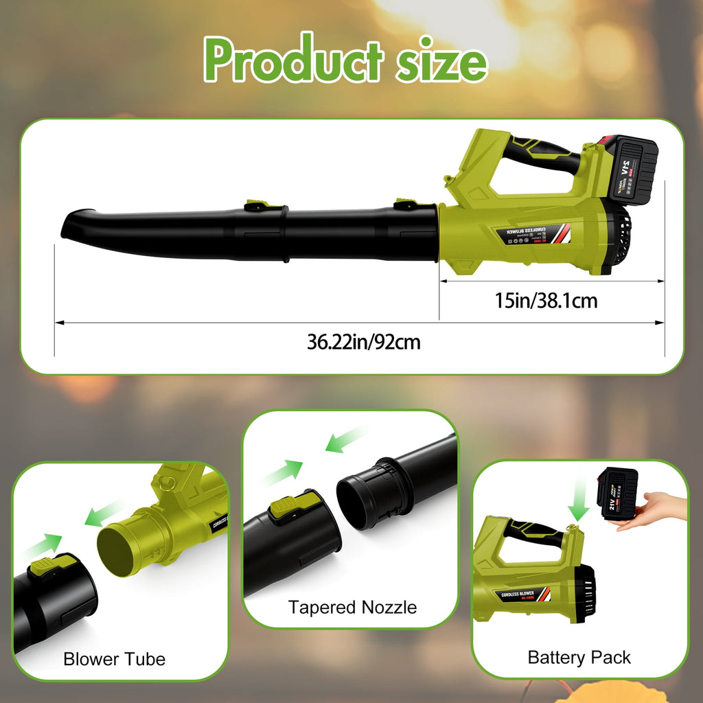 Leaf Blower, 680CFM/280MPH Electric Cordless Leaf Blower with 2*6.0Ah Batteries and Charger, 6 Speed Mode, Lightweight Leaf Blowers for Blowing Leaves, Lawn Care, Patio Cleaning and Dust